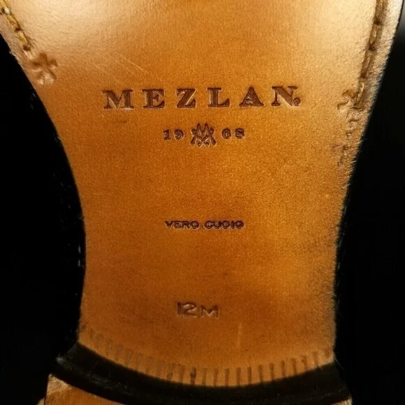 NEW MEZLAN Venetian Snake Leather Slip On Loafers Dress shoe 12 Black Old Money
